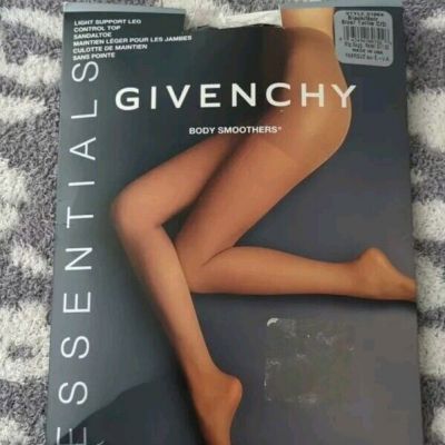 NEW! ~GIVENCHY~ 01084 BODY SMOOTHERS LIGHT SUPPORT CONTROL TOP BLK PANTYHOSE-C/D